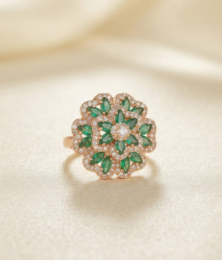 Floral Green Ring